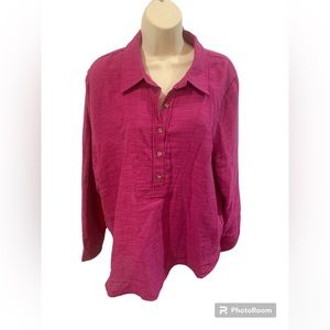 NWT Versona Purple Pink Long Sleeve Cotton Top Women’s Size XL